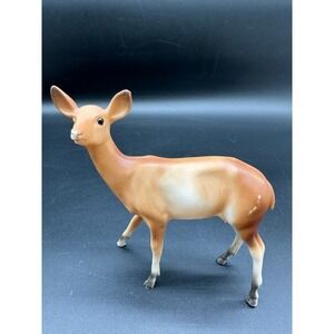 Vintage Celluloid Blow Mold Deer Figurine Brown White Woodland Fawn Decor